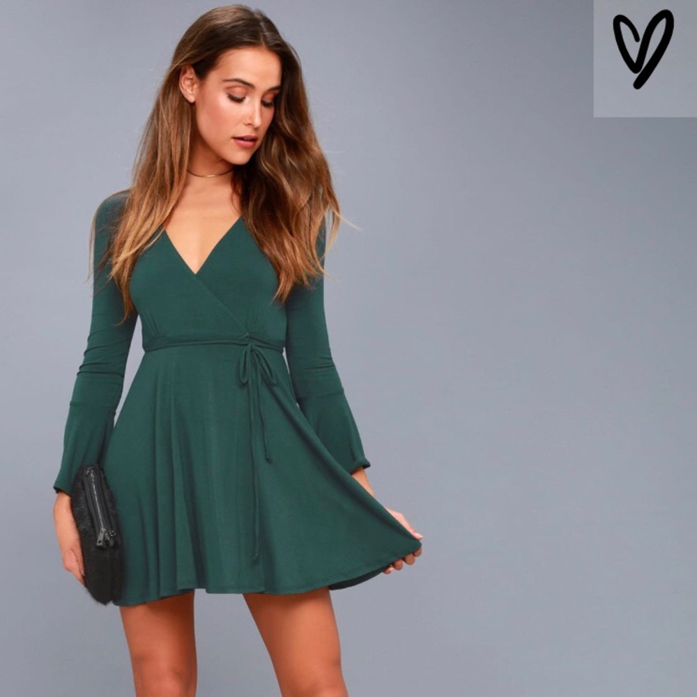 Lulus plot twist forest green dress